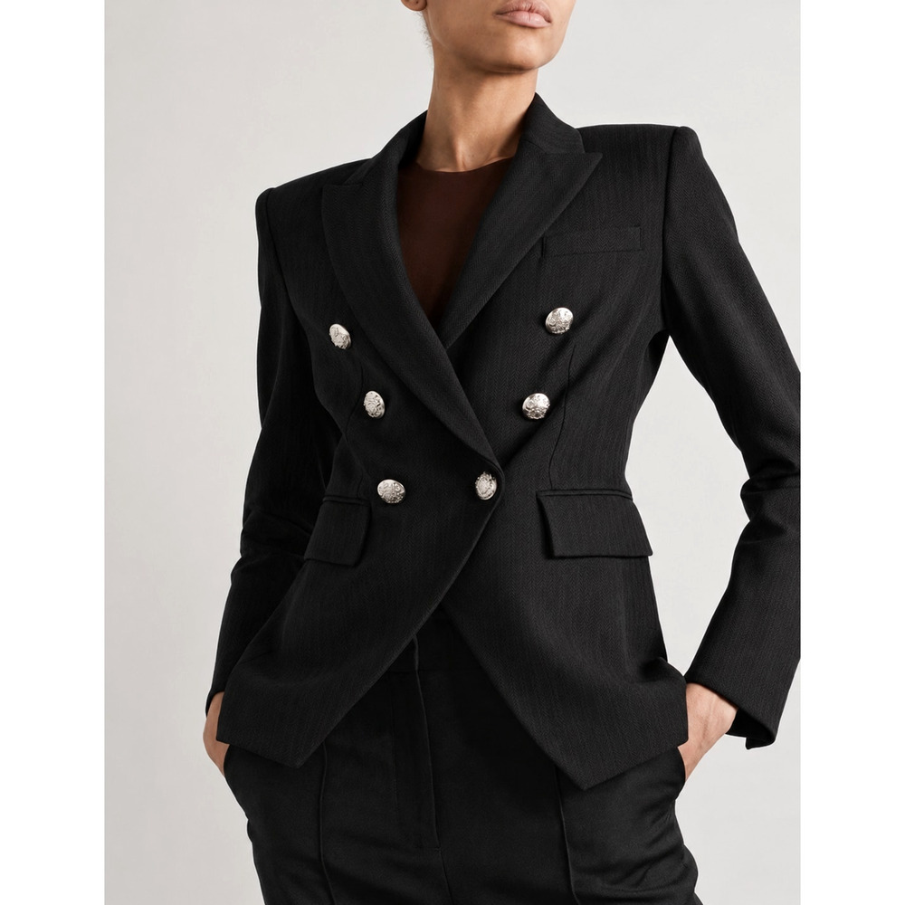 NWT Veronica Beard 14 Striped Miller Dickey Jacket $795 Herringbone Blazer Black